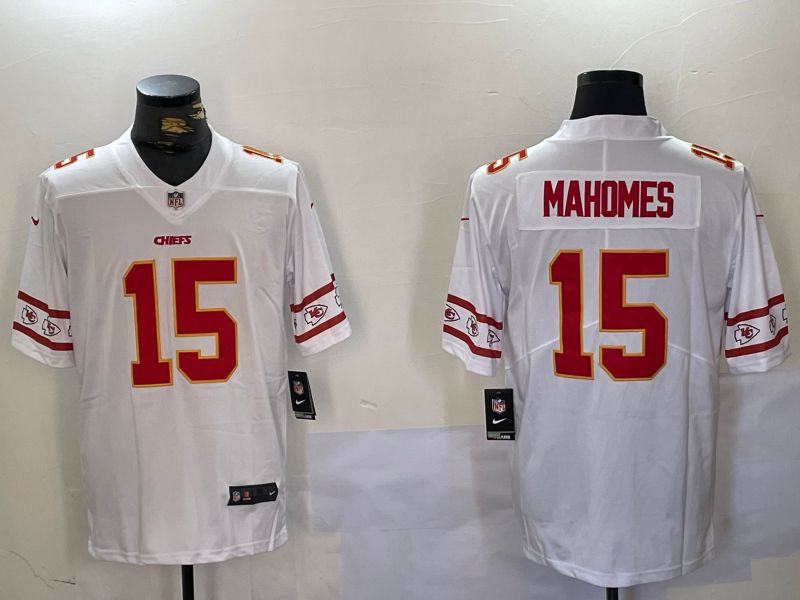 Men Kansas City Chiefs #15 Mahomes White 2024 Nike Vapor Limited NFL Jersey style 1014